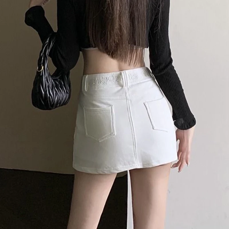 sudojo Fashion Sexy Mini Skirt Women Korean Letters Embroidery Slim Skirts Y2K High Waist Female Pocket A Line Skirt Summer New