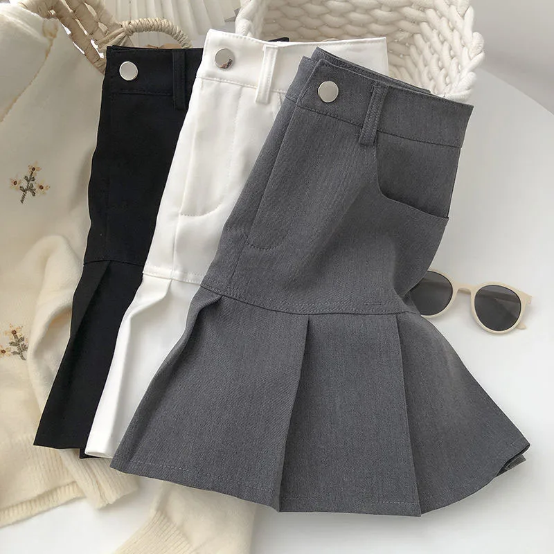 sudojo Fashion Women Pleated Skirts Korean High Waist Button Mini Skirts Elegant All Match Female A Line Skirt Summer New