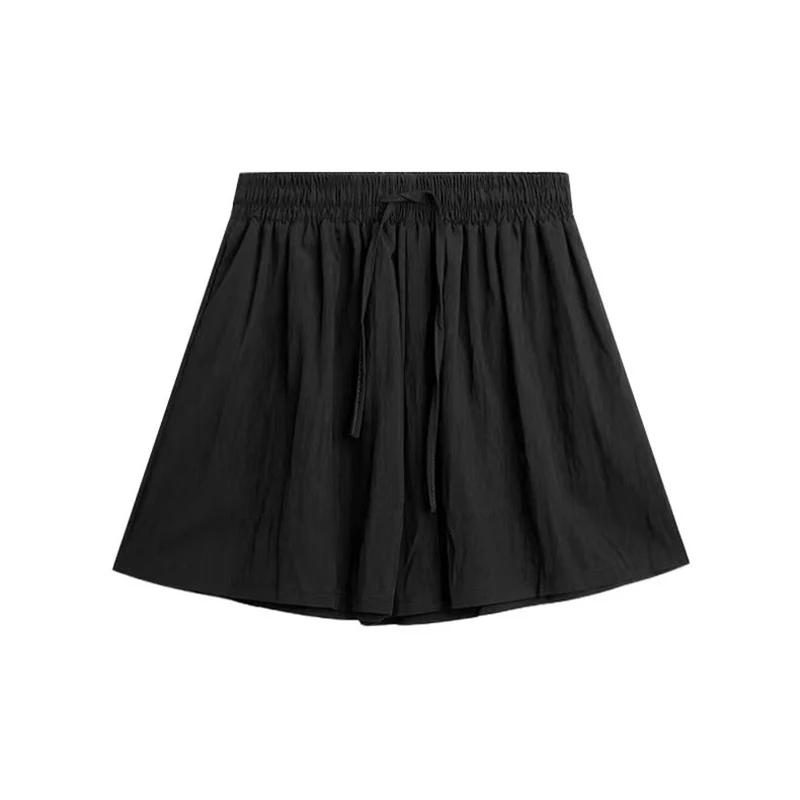 sudojo Summer Folds Ice Silk Shorts Women Korean Streetwear Loose Wide Leg Pants Fashion Casual Female High Waist Shorts New