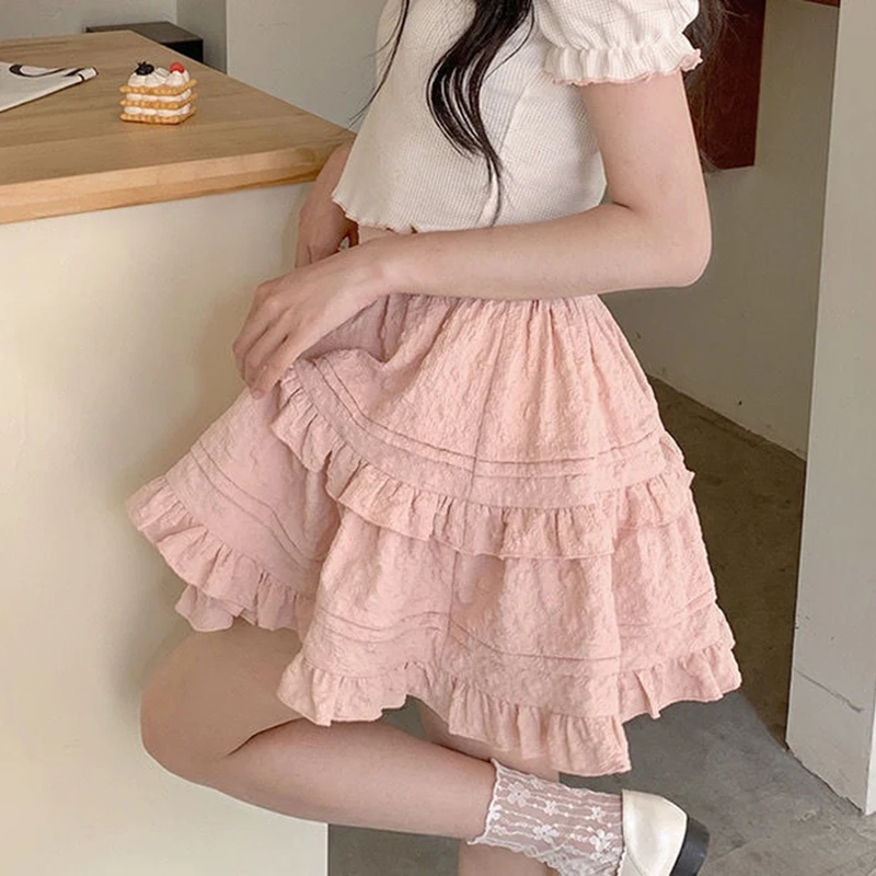 sudojo Summer High Waist Skirt Women Japanese Fashion Folds Loose Mini Skirts Y2K Elegant Female Ball Gown A Line Skirt New