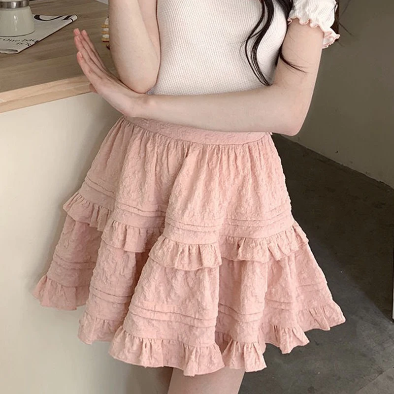 sudojo Summer High Waist Skirt Women Japanese Fashion Folds Loose Mini Skirts Y2K Elegant Female Ball Gown A Line Skirt New