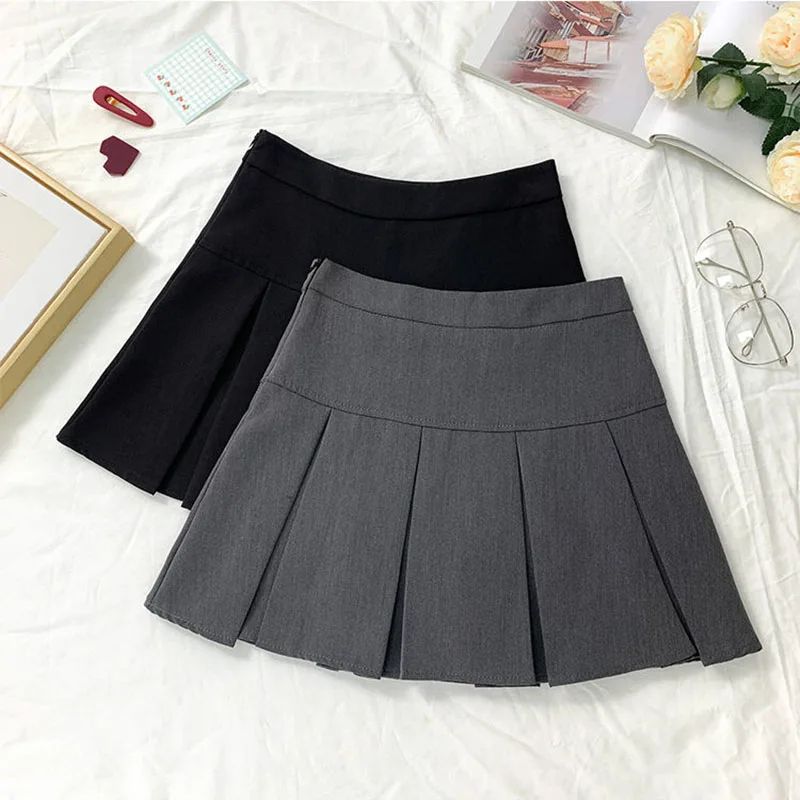 sudojo White Women Pleated Skirts Fashion High Waist Zipper Dancing Mini Skirts Elegant Student All Match A Line Skirt Summer New