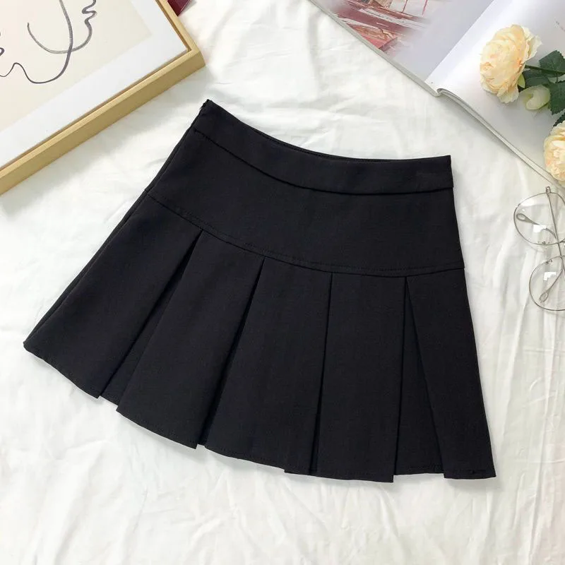 sudojo White Women Pleated Skirts Fashion High Waist Zipper Dancing Mini Skirts Elegant Student All Match A Line Skirt Summer New