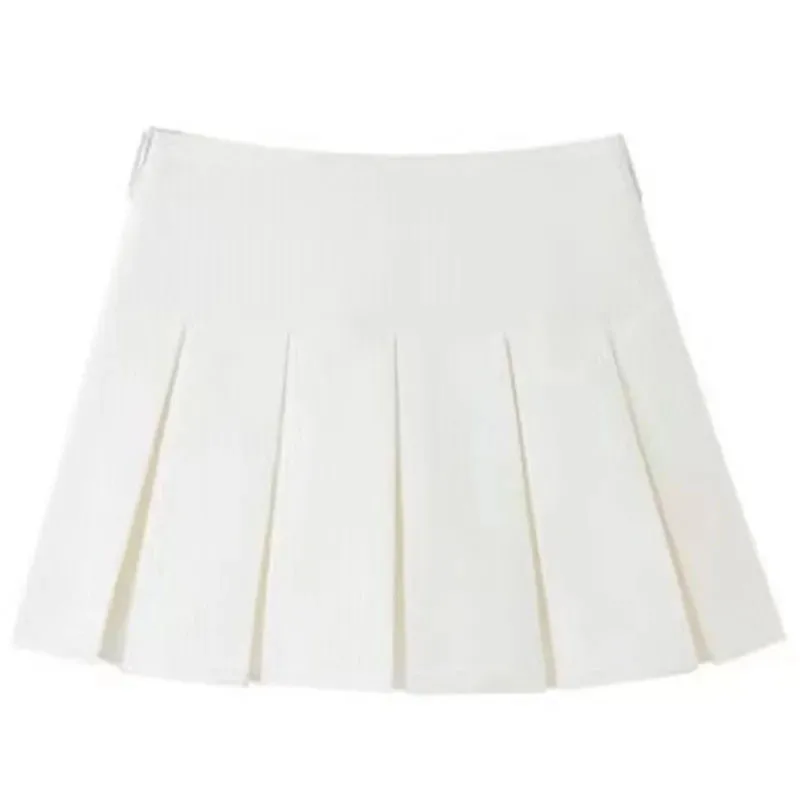 sudojo White Women Pleated Skirts Fashion High Waist Zipper Dancing Mini Skirts Elegant Student All Match A Line Skirt Summer New