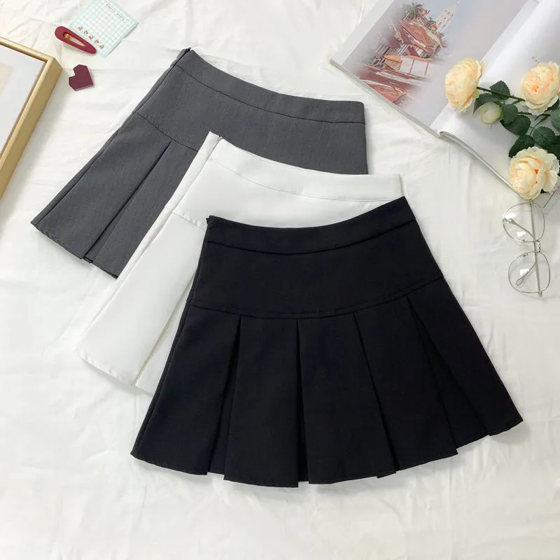 sudojo White Women Pleated Skirts Fashion High Waist Zipper Dancing Mini Skirts Elegant Student All Match A Line Skirt Summer New