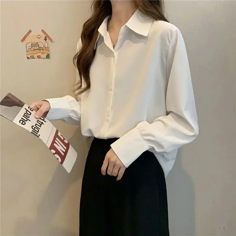 sudojo Women Chiffon White Shirt Fashion Korean All Match Female Loose Long Sleeve Tops Casual Office Ladies Shirts Spring New