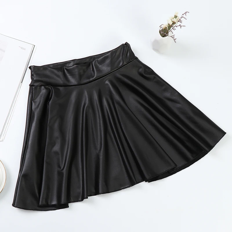 sudojo Women Faux Leather Skirts Korean Fashion Party Black Mini Skirt Harajuku Casual Female Streetwear A Line Skirts New