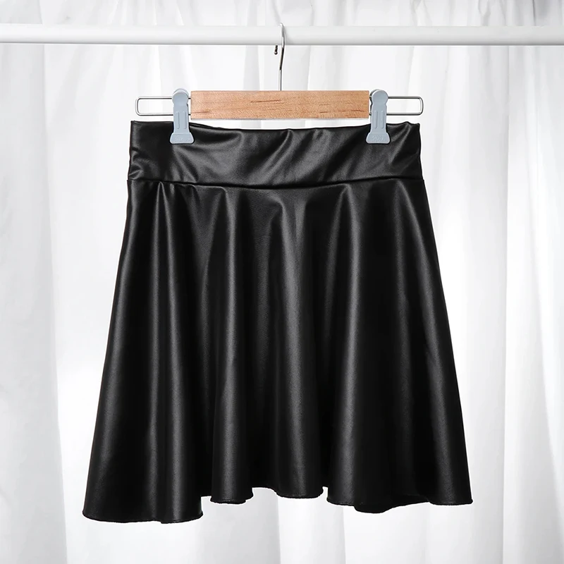 sudojo Women Faux Leather Skirts Korean Fashion Party Black Mini Skirt Harajuku Casual Female Streetwear A Line Skirts New