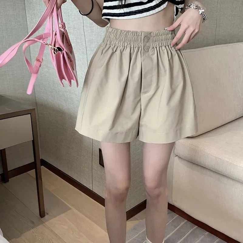 sudojo Women High Waist Shorts Summer Casual Streetwear Wide Leg Pants Korean Female All Match Button Loose Shorts New