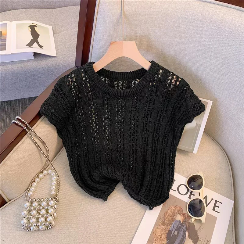 sudojo Women Hollow Out Sexy Camis Korean Fashion Design Knitted Sleeveless Tops Casual Female All Match Tanks Summer New