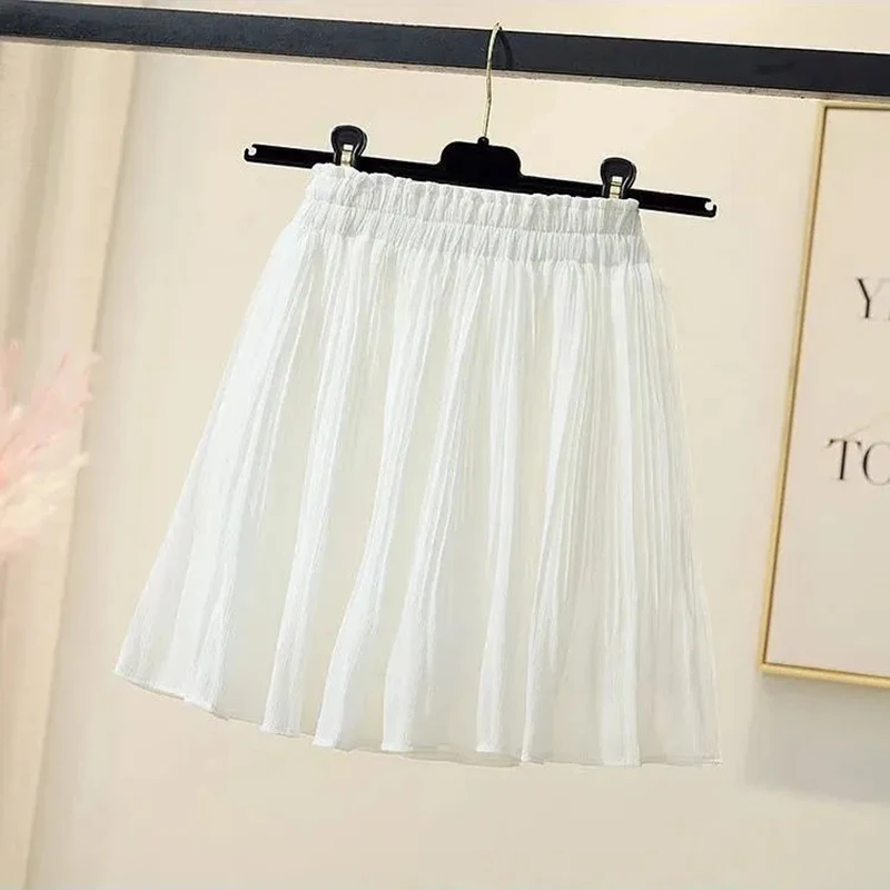 sudojo Women Korean Pleated Skirts Summer Fashion Elegant Ball Gown Mini Skirt Y2K Casual Female White A Line Skirt New