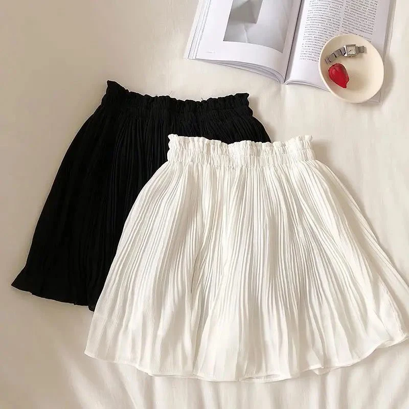 sudojo Women Korean Pleated Skirts Summer Fashion Elegant Ball Gown Mini Skirt Y2K Casual Female White A Line Skirt New