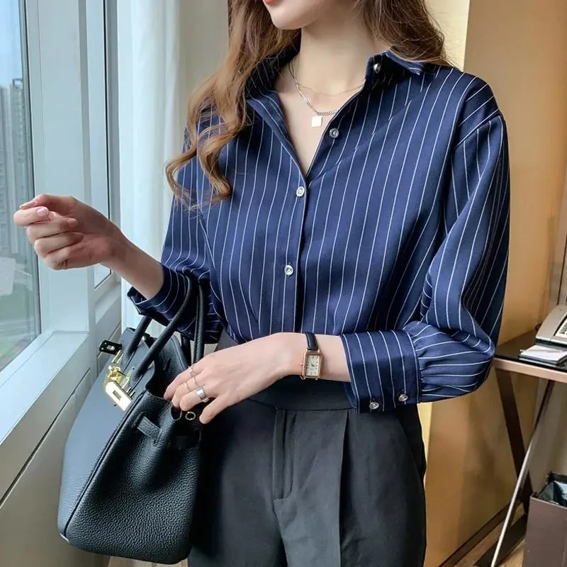 sudojo Women Striped Shirts Spring Korean All Match Female Loose Long Sleeve Blouse Y2K Fashion Elegant Office Ladies Tops New