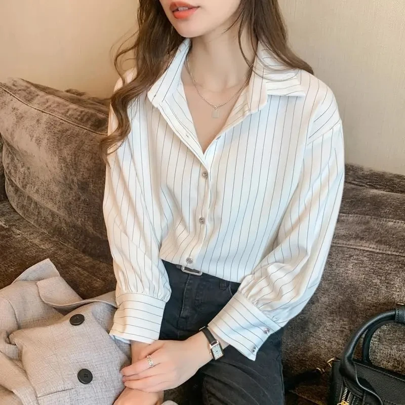 sudojo Women Striped Shirts Spring Korean All Match Female Loose Long Sleeve Blouse Y2K Fashion Elegant Office Ladies Tops New