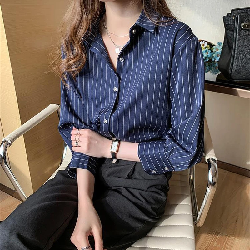 sudojo Women Striped Shirts Spring Korean All Match Female Loose Long Sleeve Blouse Y2K Fashion Elegant Office Ladies Tops New