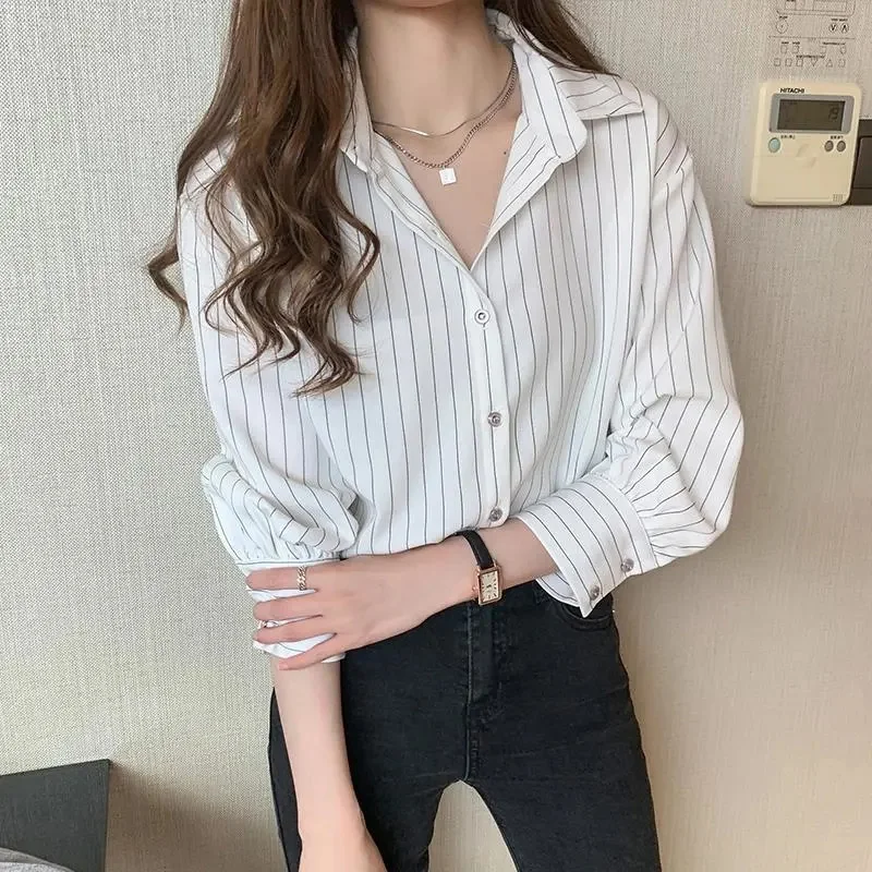 sudojo Women Striped Shirts Spring Korean All Match Female Loose Long Sleeve Blouse Y2K Fashion Elegant Office Ladies Tops New