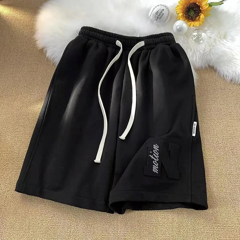 sudojo women high waist shorts American style streetwear letter print sports shorts fashion female casual loose wide leg pants