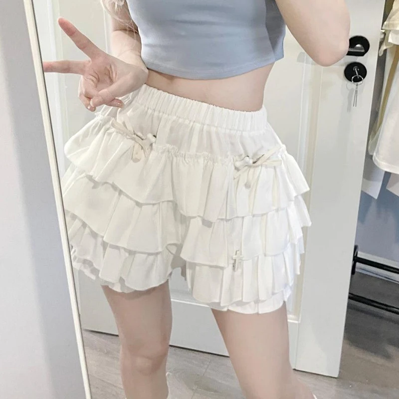 sudojo High Waist Women Mini Skirts Summer Korean Fashion Ruffle Ball Gowns Skirts Casual Female All Match Cute A Lien Skirt New