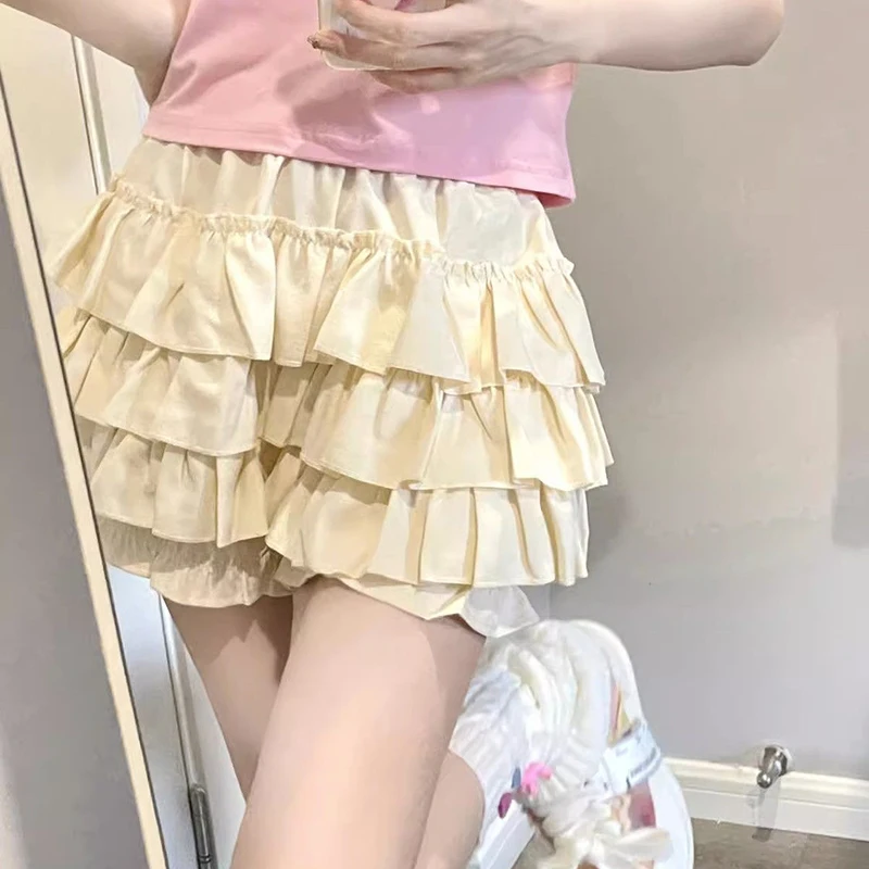 sudojo High Waist Women Mini Skirts Summer Korean Fashion Ruffle Ball Gowns Skirts Casual Female All Match Cute A Lien Skirt New