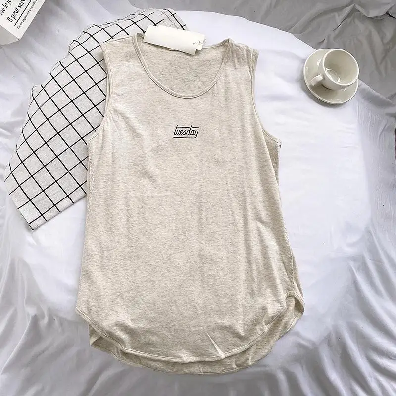 sudojo Streetwear Women Sports Tanks Summer Fashion Print Female Sleeveless Tops Korean Casual All Match Loose T Shirts New