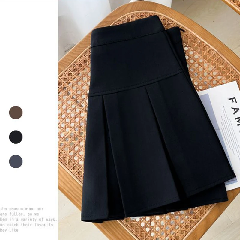 Grey JK Pleated Skirt Women Summer High Waist Solid Preppy Dance Skirts Y2K Korean Slim All-match Mini Skirts New