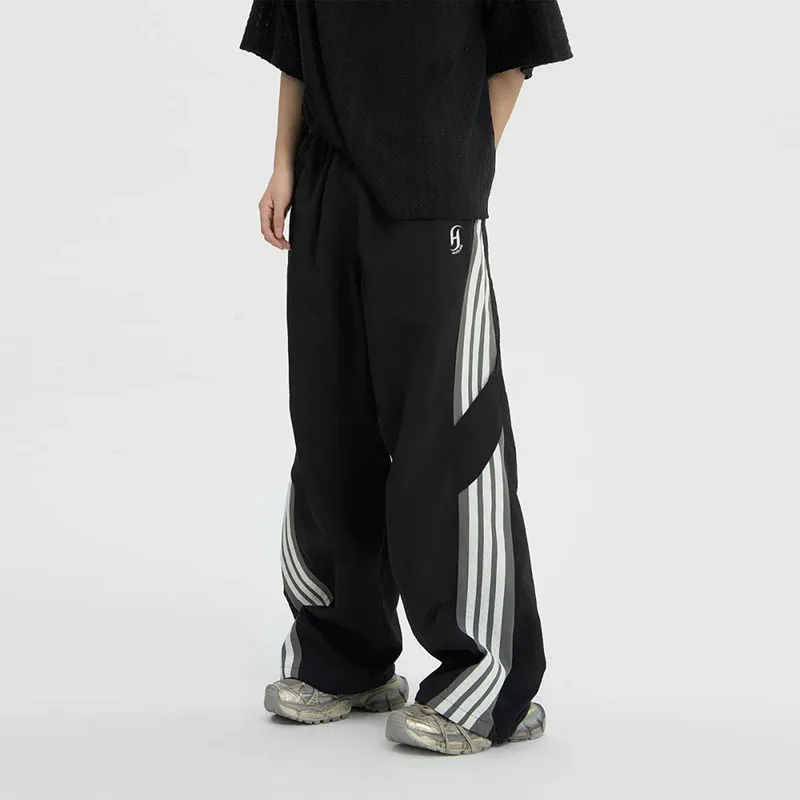 Y2K Baggy Streetwear Cargo Pants Women Korean High Waist Striped Parachute Sweatpants Bf Oversize Hip Hop Wide Leg Trousers